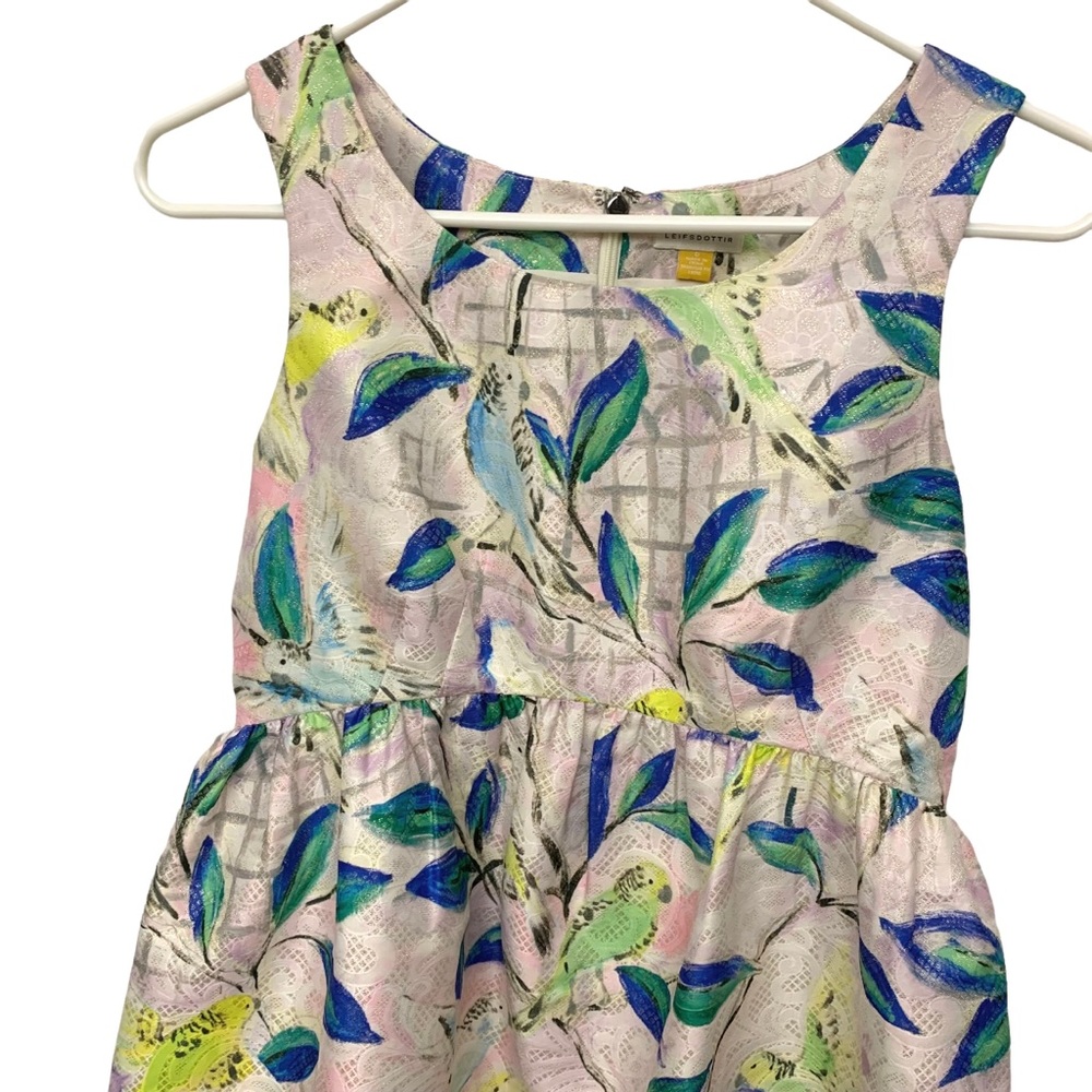 Anthropologie Metallic Brocade Bird Peplum Top